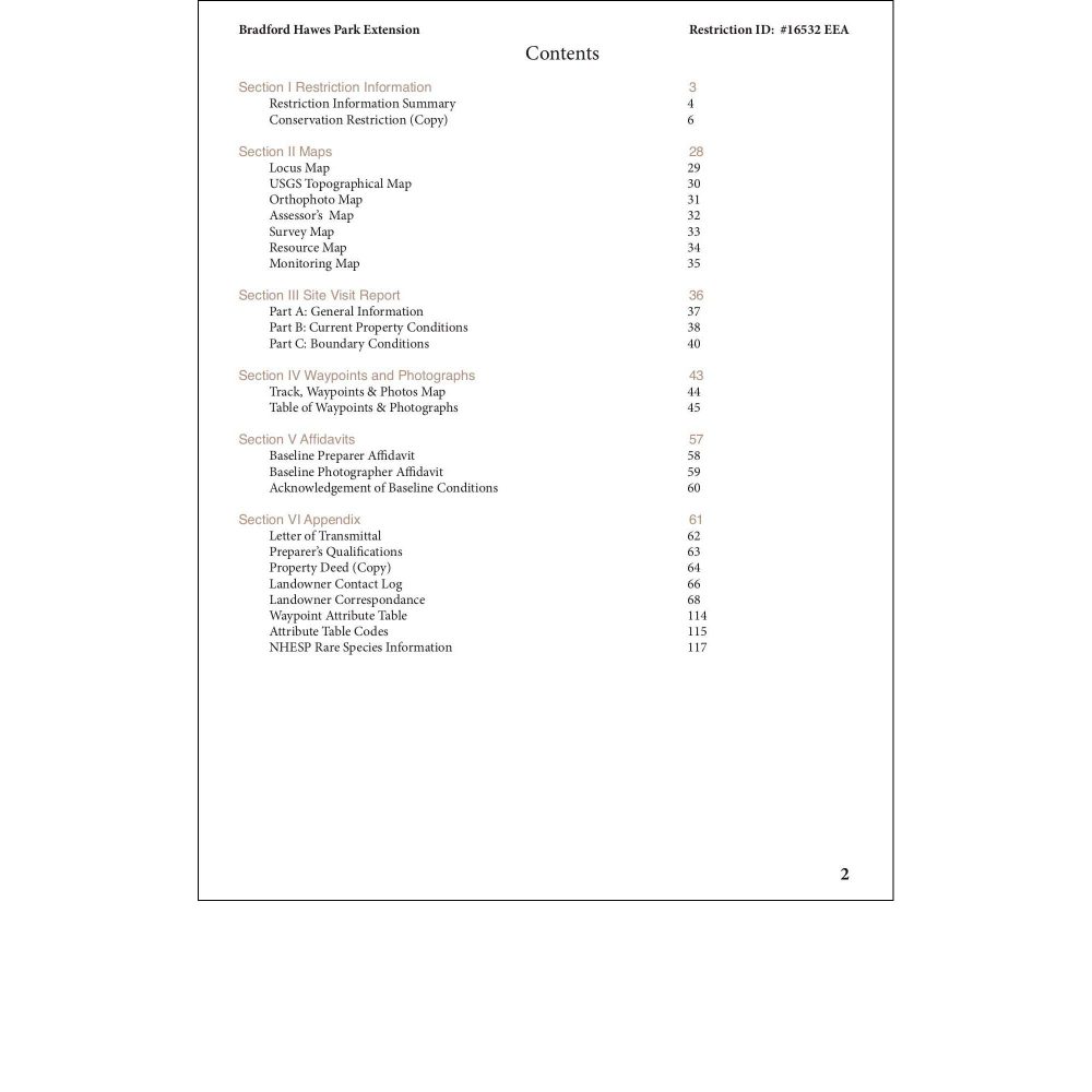 BDR Table of Contents